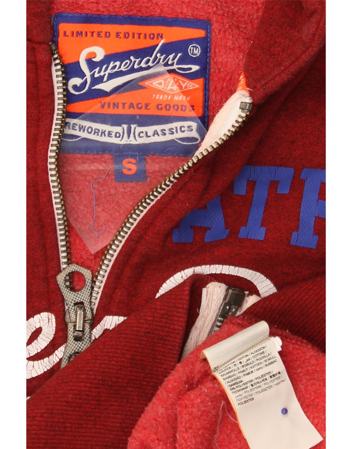 Superdry Herren-Kapuzenpullover mit grafischem Reißverschluss, klein, rot gefleckte Baumwolle