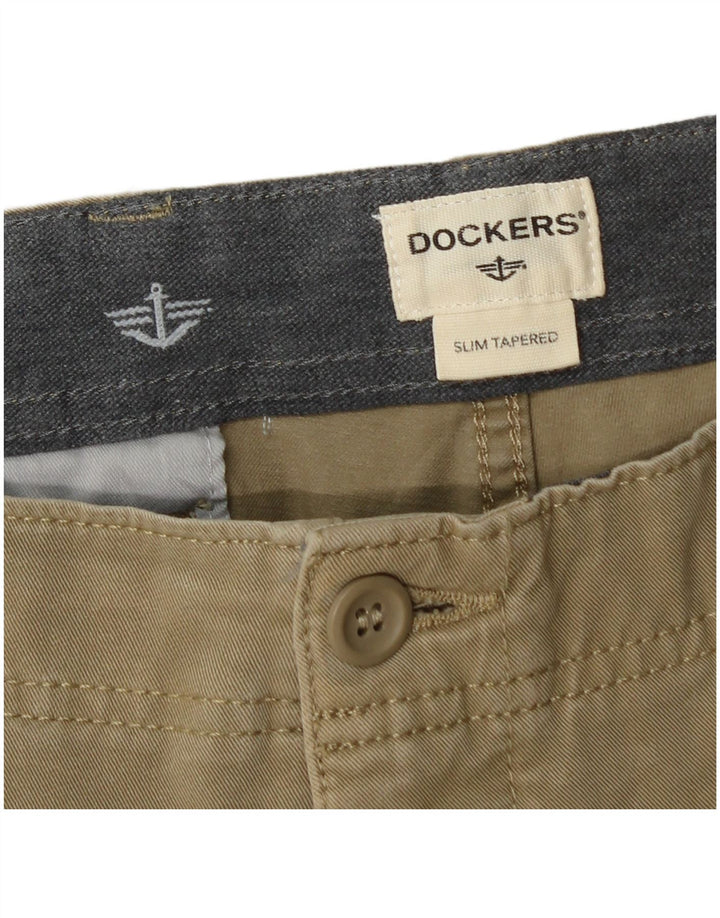 DOCKERS Slim Tapered Chino-Hose für Herren, W34 L32, Khaki, Baumwolle