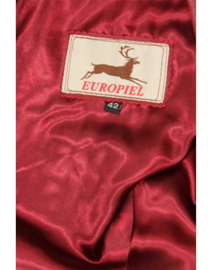 Vintage Damen Ledermantel IT 42 Medium Burgundy Colourblock