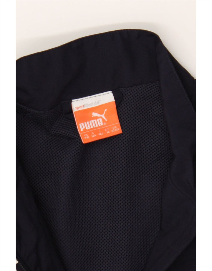 PUMA Boys Tracksuit Top Jacket 13-14 Years Navy Blue Colourblock Polyester Vintage Puma and Second-Hand Puma from Messina Hembry 