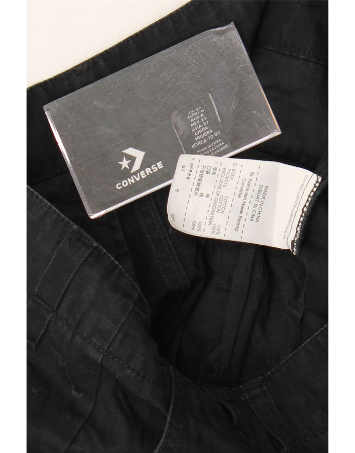 CONVERSE Gerade Cargohose für Damen W27 L28 Schwarze Baumwolle