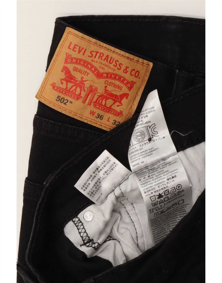 Levi's Herren 502 Tapered Jeans W36 L32 Schwarze Baumwolle