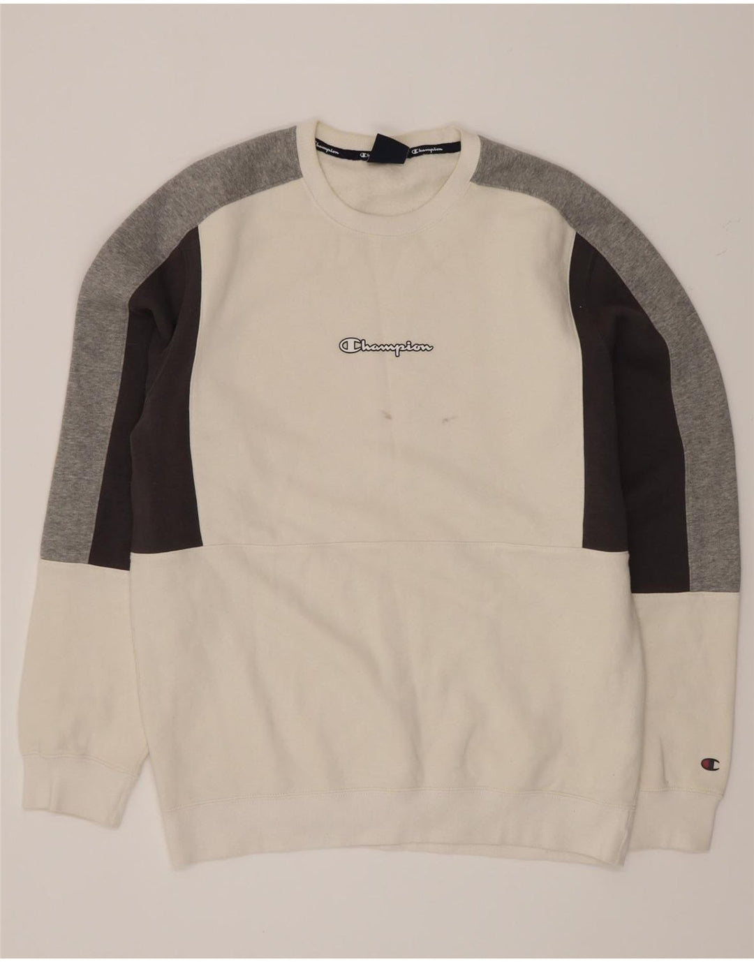 Champion Herren-Sweatshirt-Pullover XL, weiße Colourblock-Baumwolle