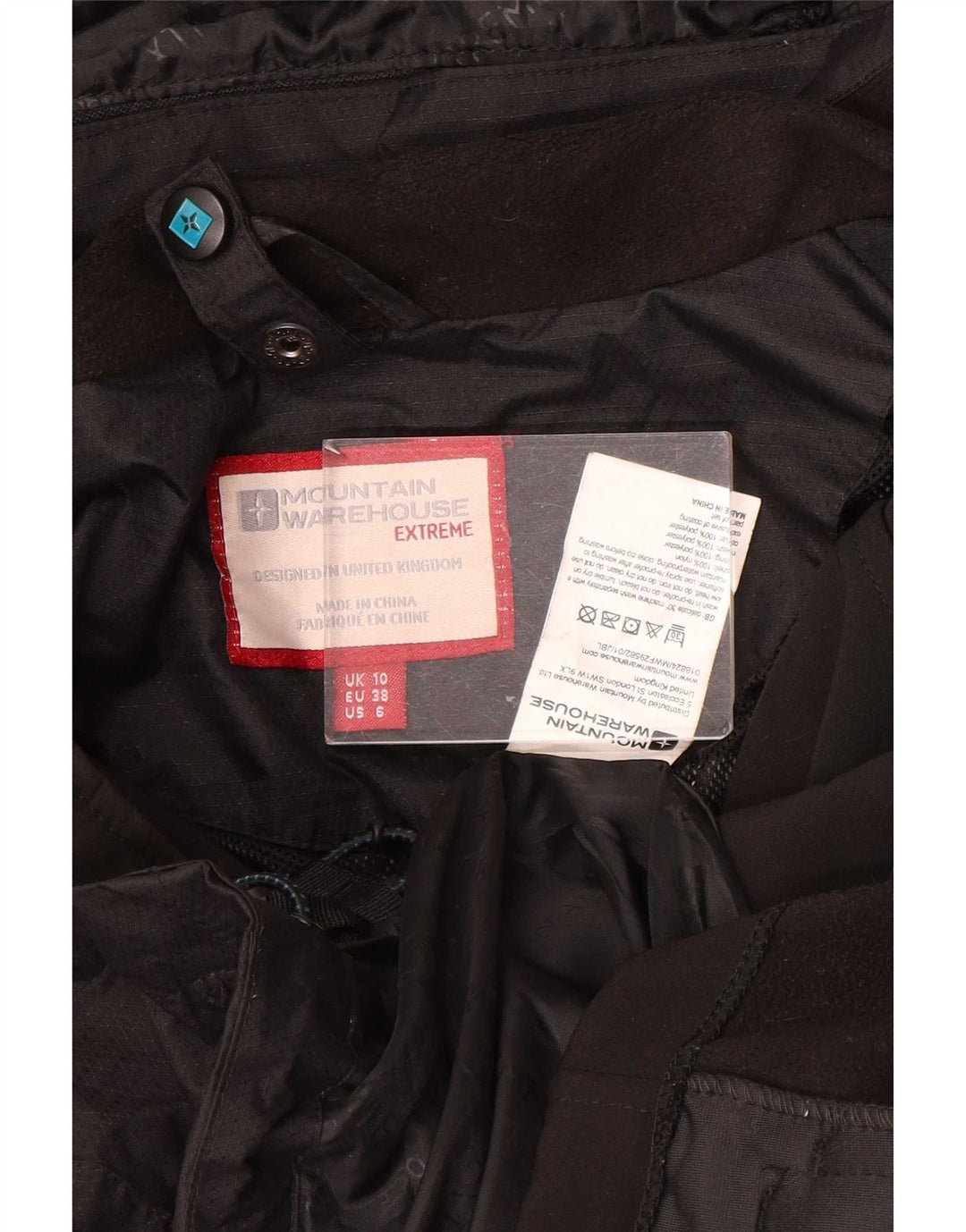 Mountain Warehouse Damen-Regenjacke mit Kapuze, UK 10, Größe S, schwarzes Nylon