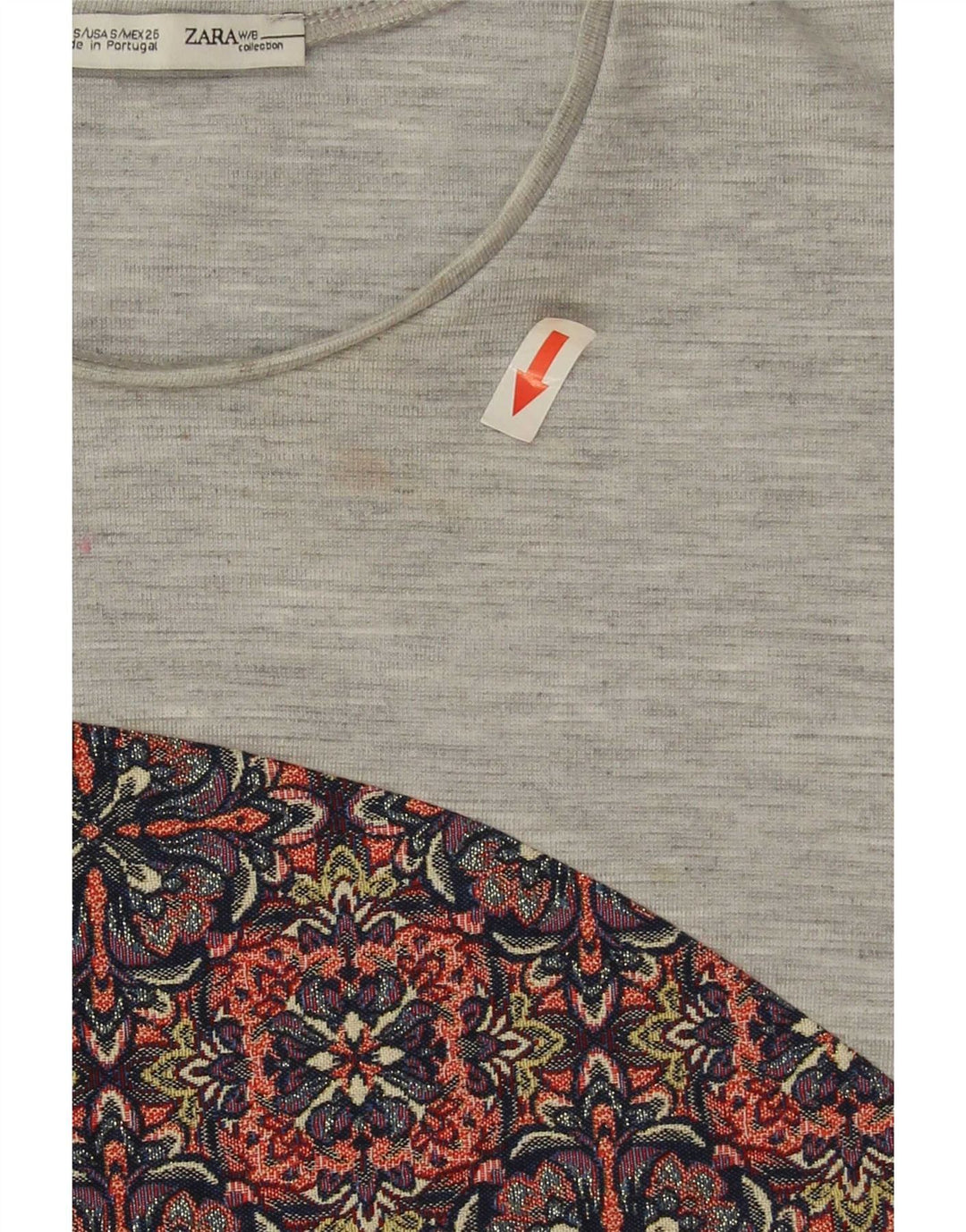 Zara Damen Crop Vest Top UK 10 Small Grau geblümtes Polyester