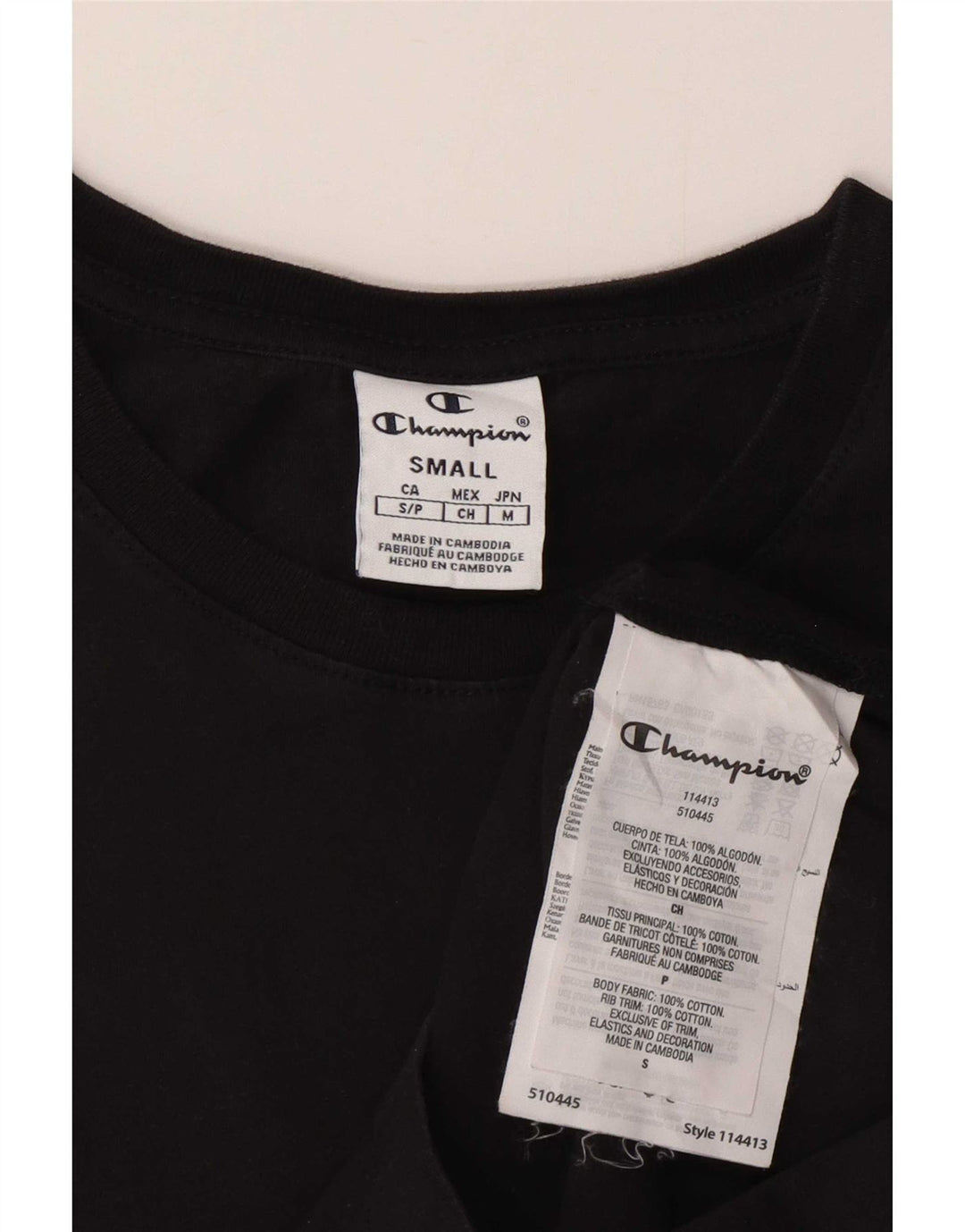 Champion Damen Grafik-T-Shirt-Oberteil UK 10 Small Schwarz