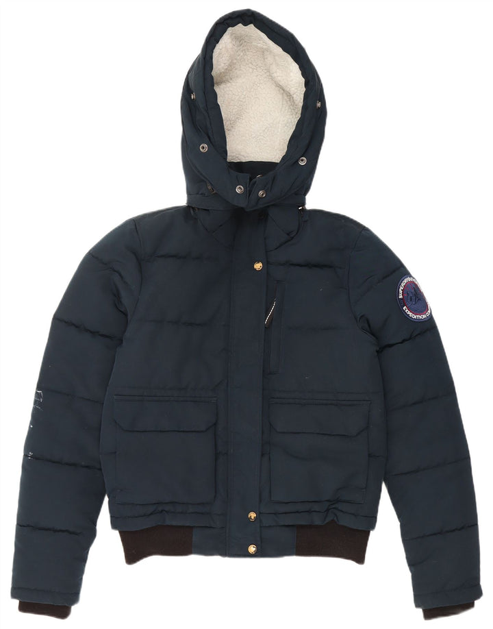 Superdry Damen-Jacke mit Kapuze, übergroß, wattiert, Gr. 10, Marineblau