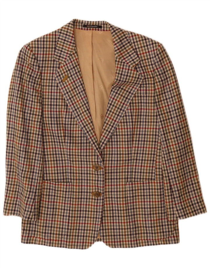 DAKS Damen-Blazer mit lockerer Passform und 2 Knöpfen, Gr. 10, Größe S, Beige, Hahnentrittmuster