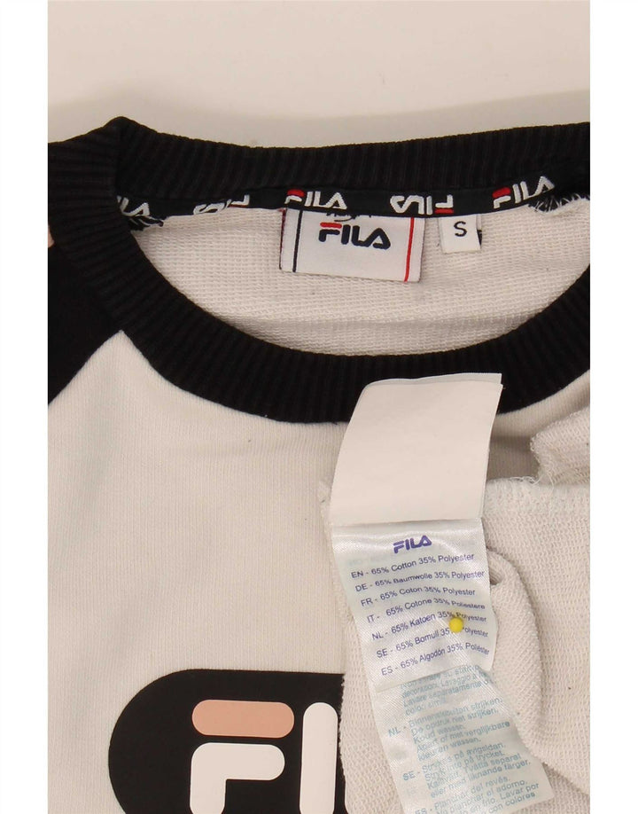 Fila Damen-Pullover, übergroßer Crop-Sweatshirt, Gr. 10, Größe S, Weiß, Farbblock