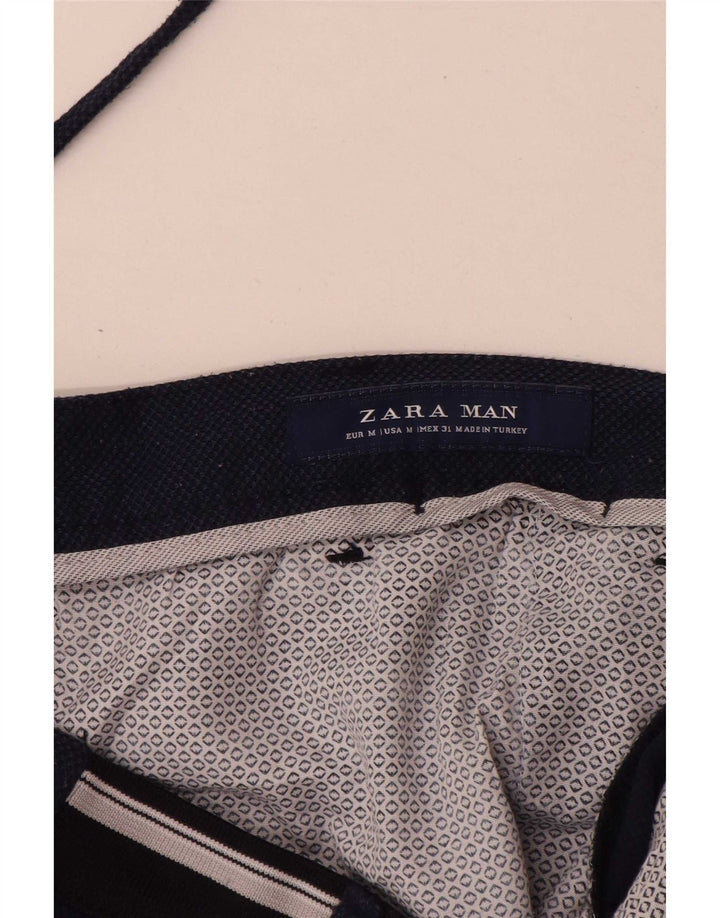 Zara Herren Chinoshorts Medium W31 Marineblaues Polyester