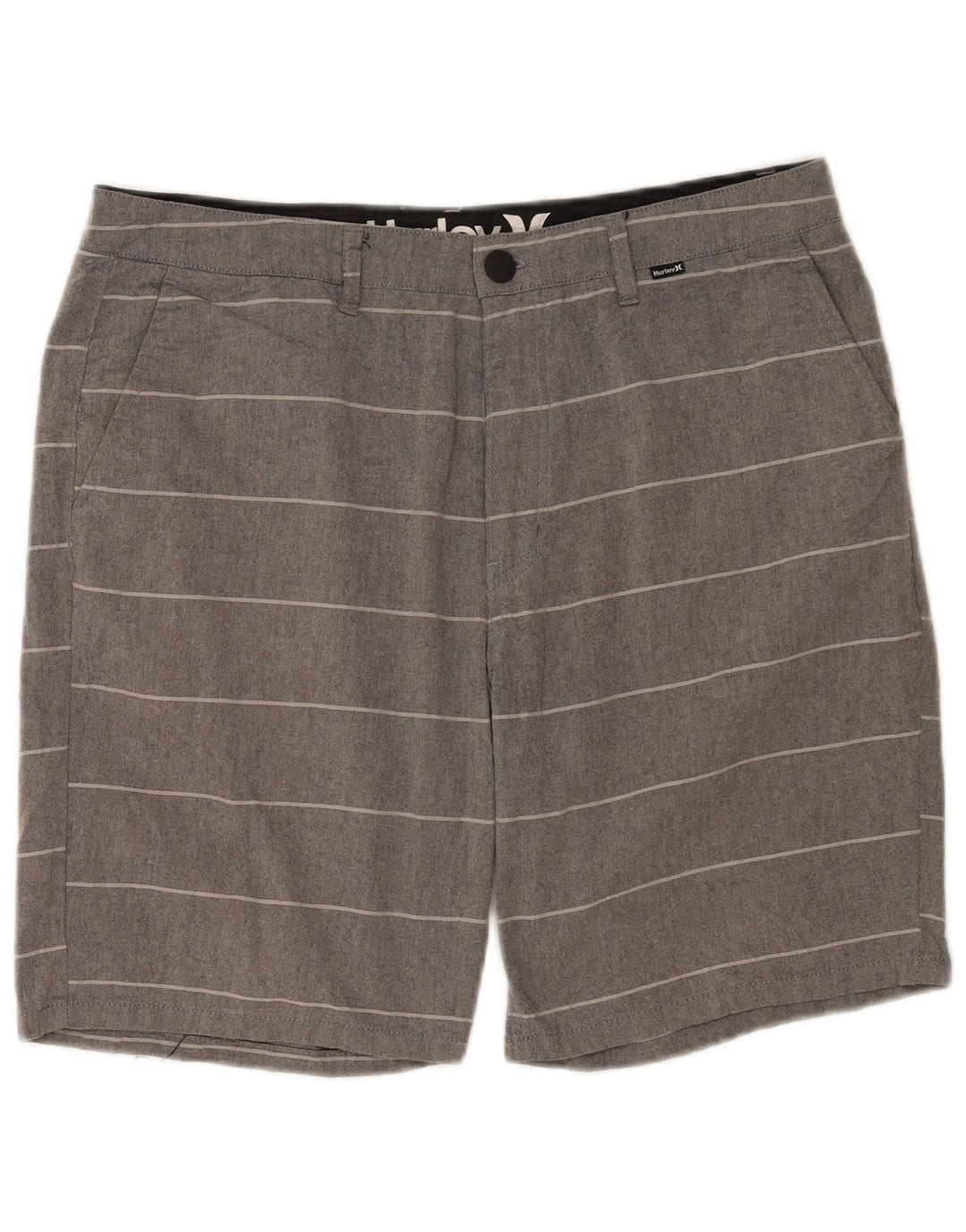 Hurley Herren Chinoshorts W32 mittelgrau gestreifte Baumwolle