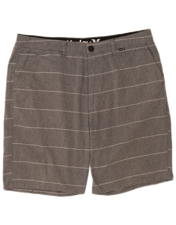 Hurley Herren Chinoshorts W32 mittelgrau gestreifte Baumwolle