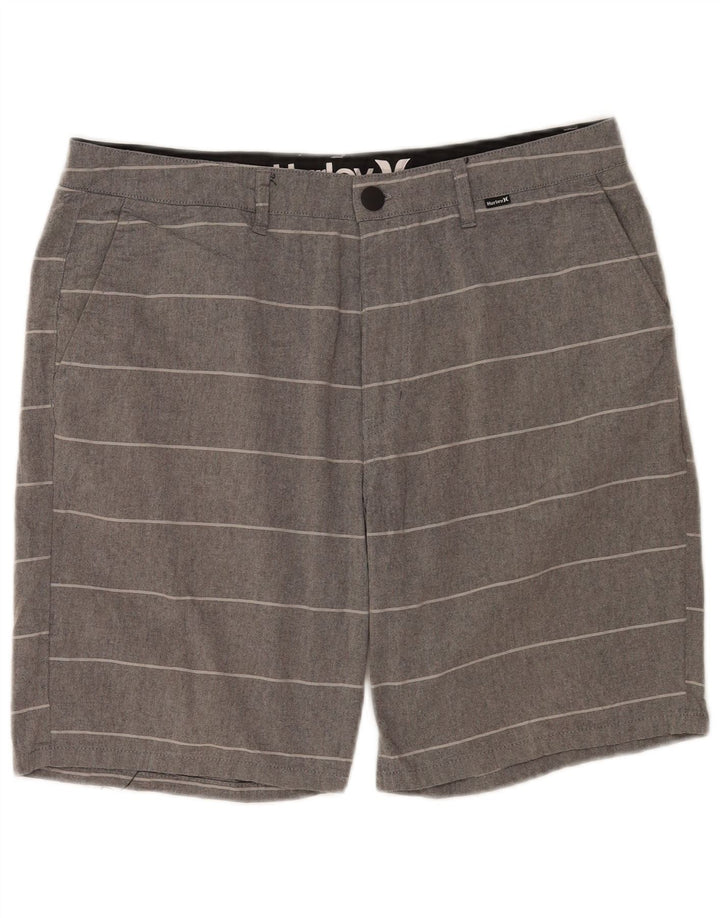 Hurley Herren Chinoshorts W32 mittelgrau gestreifte Baumwolle