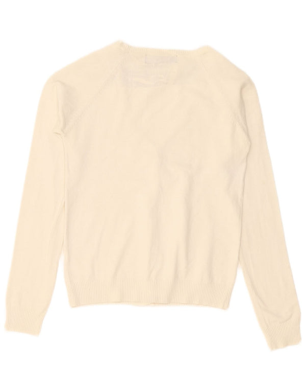 Zara Damen-Cardigan-Pullover UK 10 Small Off White Cotton