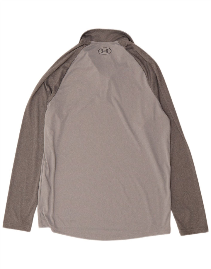 Under Armour Herren-Oberteil mit Reißverschluss, langärmlig, mittelgrau, Farbblock