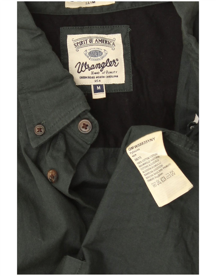 Wrangler Womens Slim Shirt UK 14 mittelgrüne Baumwolle