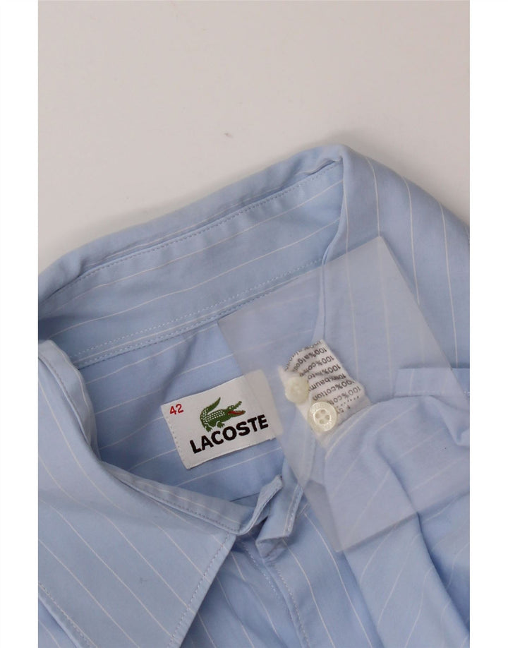 Lacoste Herrenhemd, Größe 42, große blaue Nadelstreifen-Baumwolle