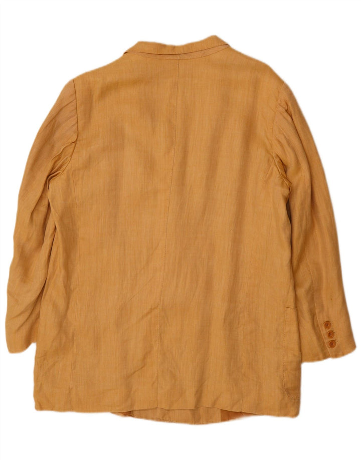 Vintage Herren Zweireiher Blazer Jacke UK 38 Mittelgelbes Fischgrätenmuster