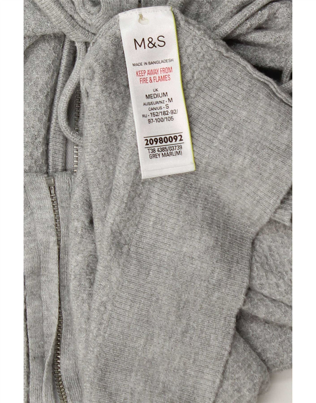 Marks & Spencer Damen-Strick-Kapuzenpullover mit Reißverschluss, UK 14, mittelgraue Viskose