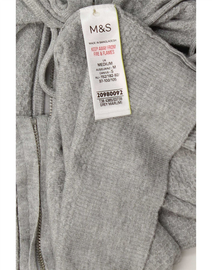 Marks & Spencer Damen-Strick-Kapuzenpullover mit Reißverschluss, UK 14, mittelgraue Viskose