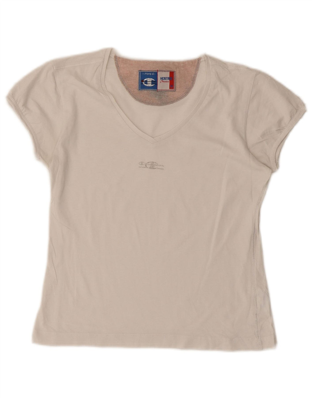 Champion Damen Heritage Classics Crop T-Shirt Top UK 12 Medium Weiß