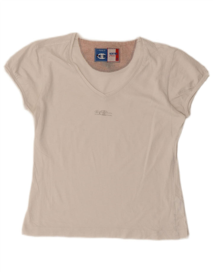 Champion Damen Heritage Classics Crop T-Shirt Top UK 12 Medium Weiß