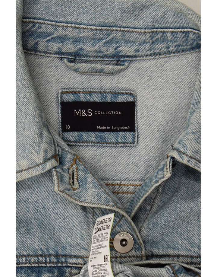 Marks & Spencer Damen Jeansjacke UK 10 Small Blaue Baumwolle