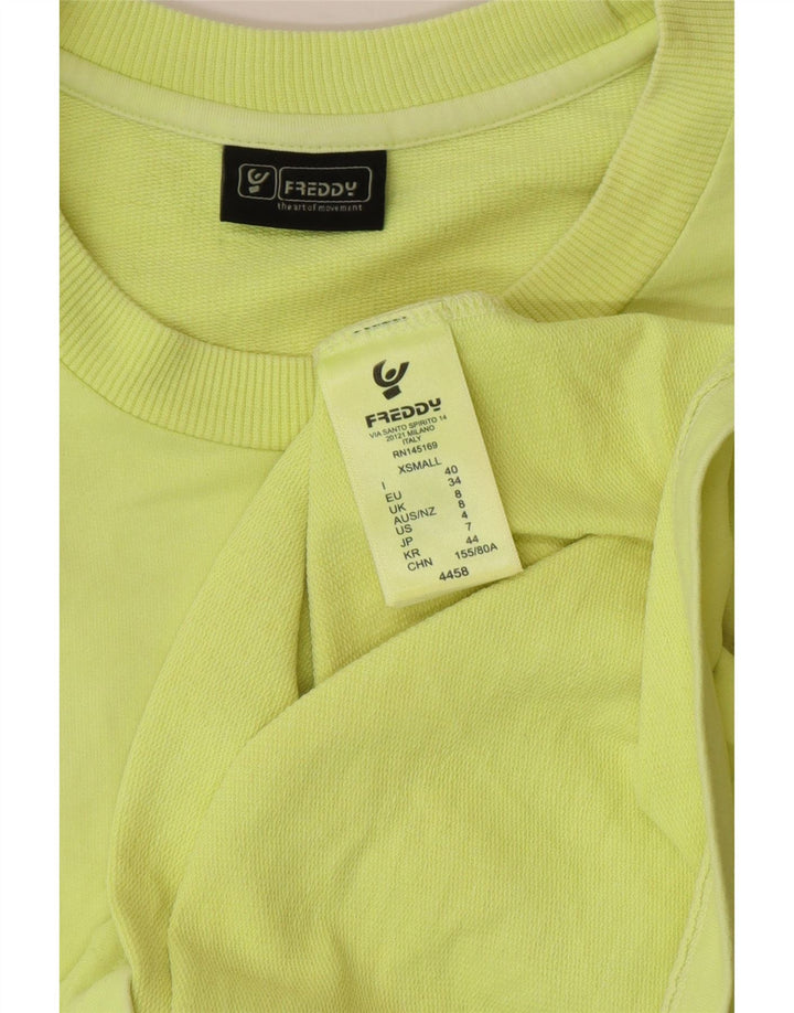 FREDDY Damen Top Langarm UK 8 Small Gelb Baumwolle