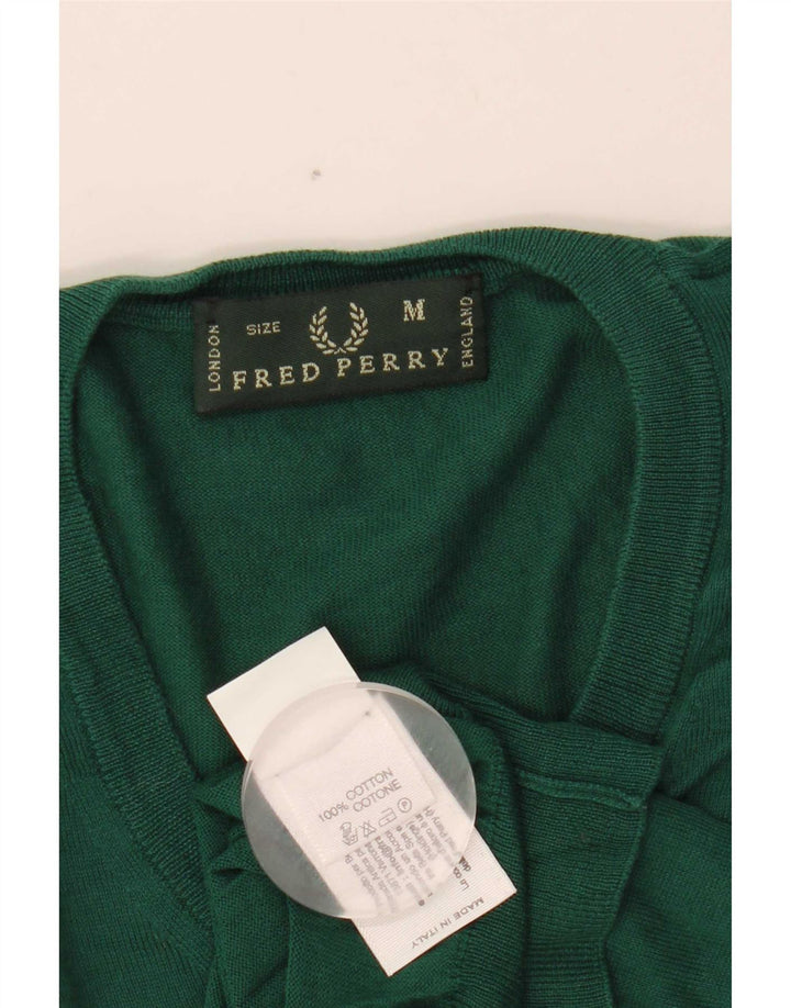 Fred Perry Herren-Pullover mit V-Ausschnitt aus mittelgrüner Baumwolle