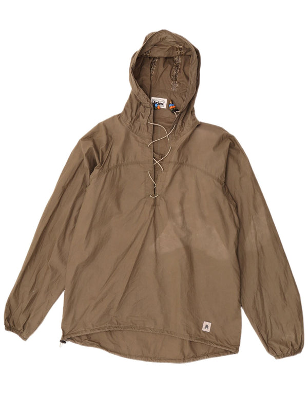 Vintage Damen Kapuzenpullover Regenjacke UK 14 Medium Khaki Baumwolle