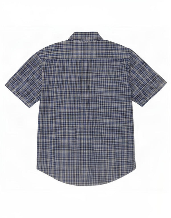 Tommy Hilfiger Herren-Kurzarmhemd, groß, blau kariert, Baumwolle
