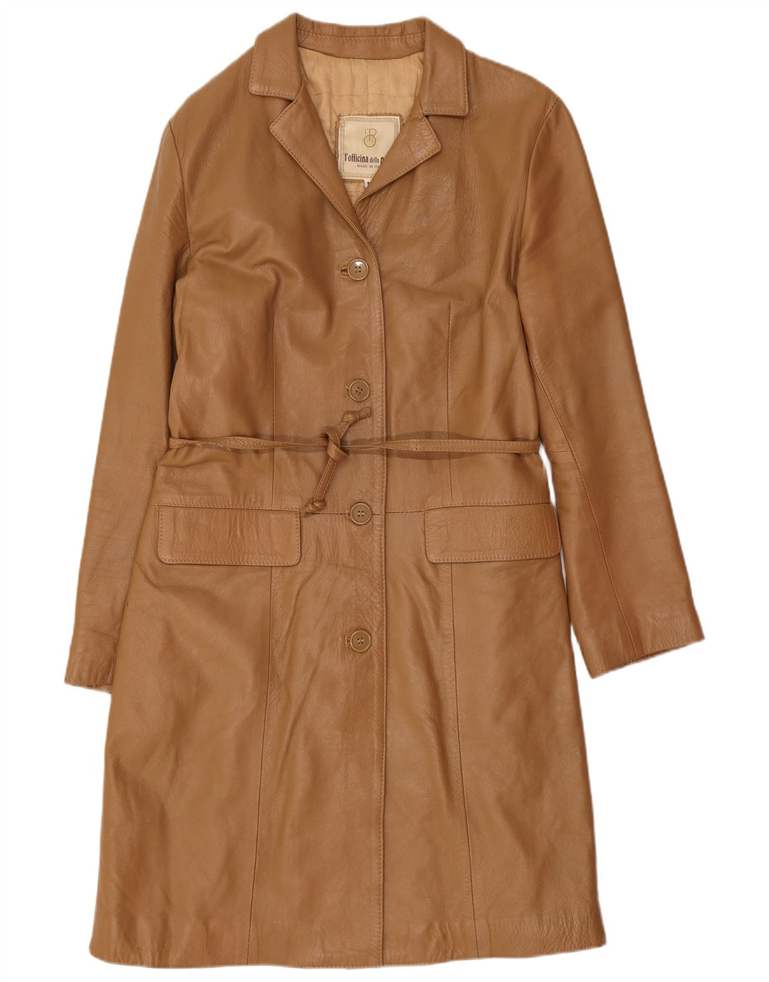 Vintage Damen Ledermantel UK 12 Mittelbraun Klassisch