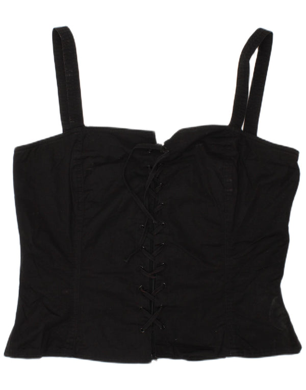LUISA SPAGNOLI Womens Corset Top IT 46 Large Black Cotton