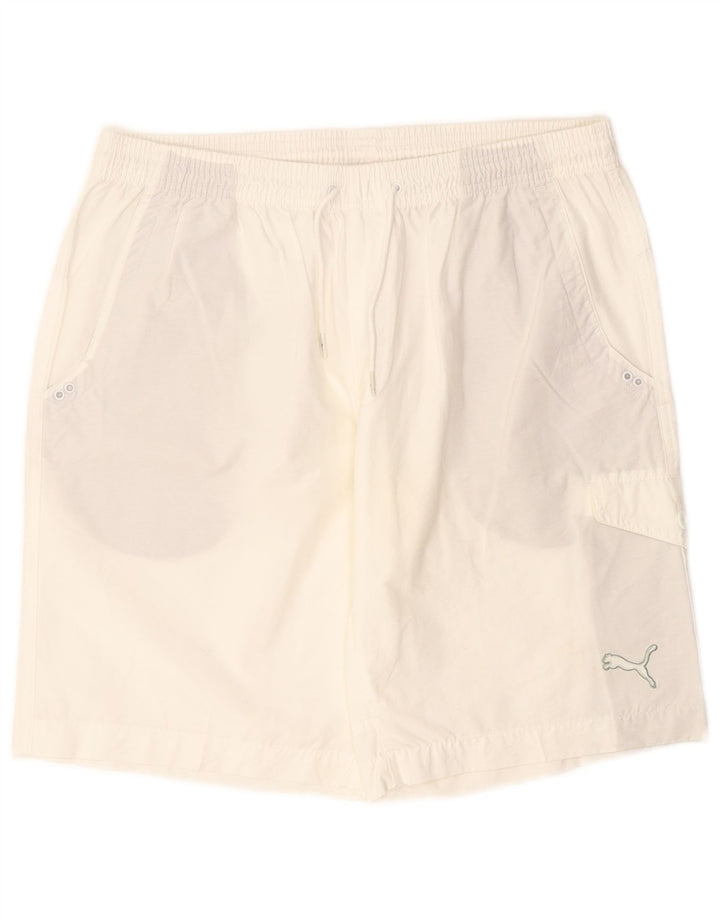 Puma Herren-Sportshorts, groß, weiße Baumwolle