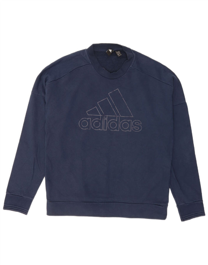 Adidas Herren Grafik-Sweatshirt mit normaler Passform, groß, marineblau, Baumwolle