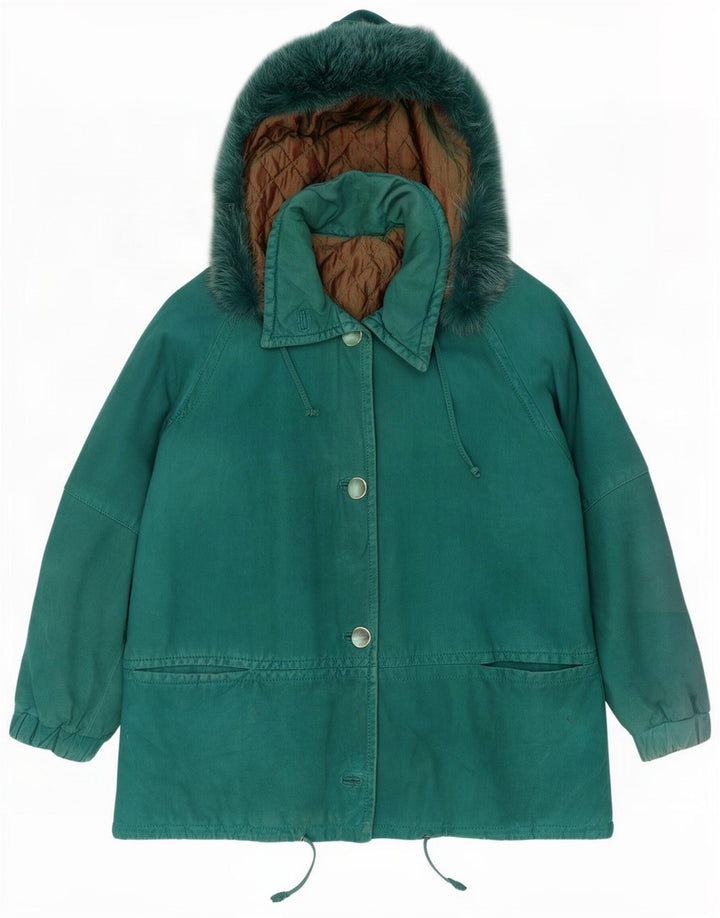 Vintage Damen Übergroße Kapuzen-Windbreakerjacke IT 44 Mittelgrün