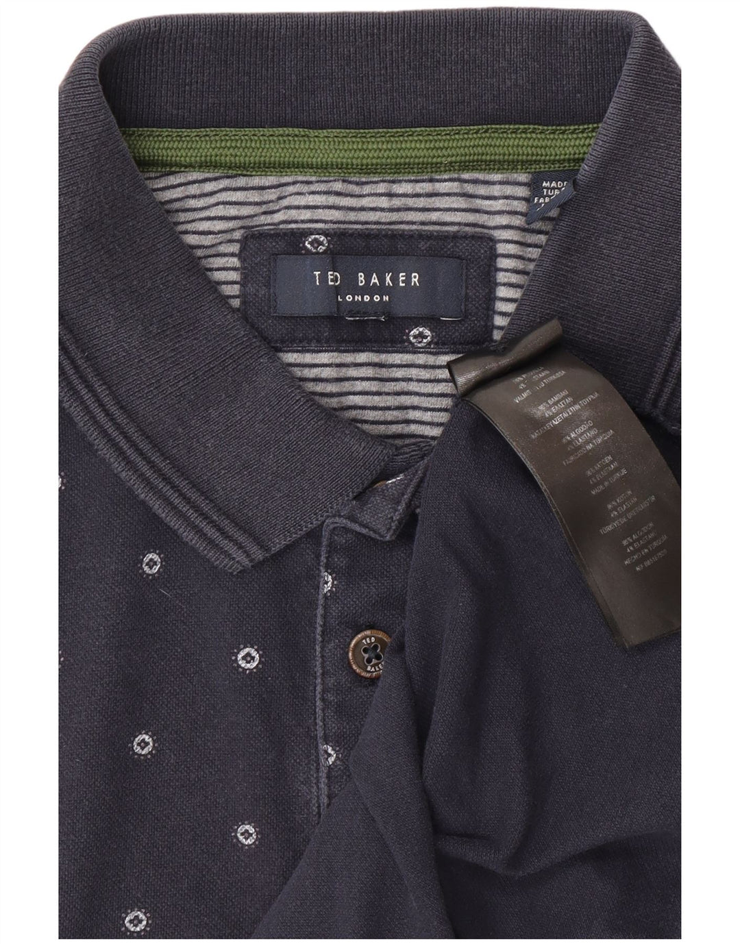Ted Baker Herren-Poloshirt, klein, marineblau gepunktete Baumwolle