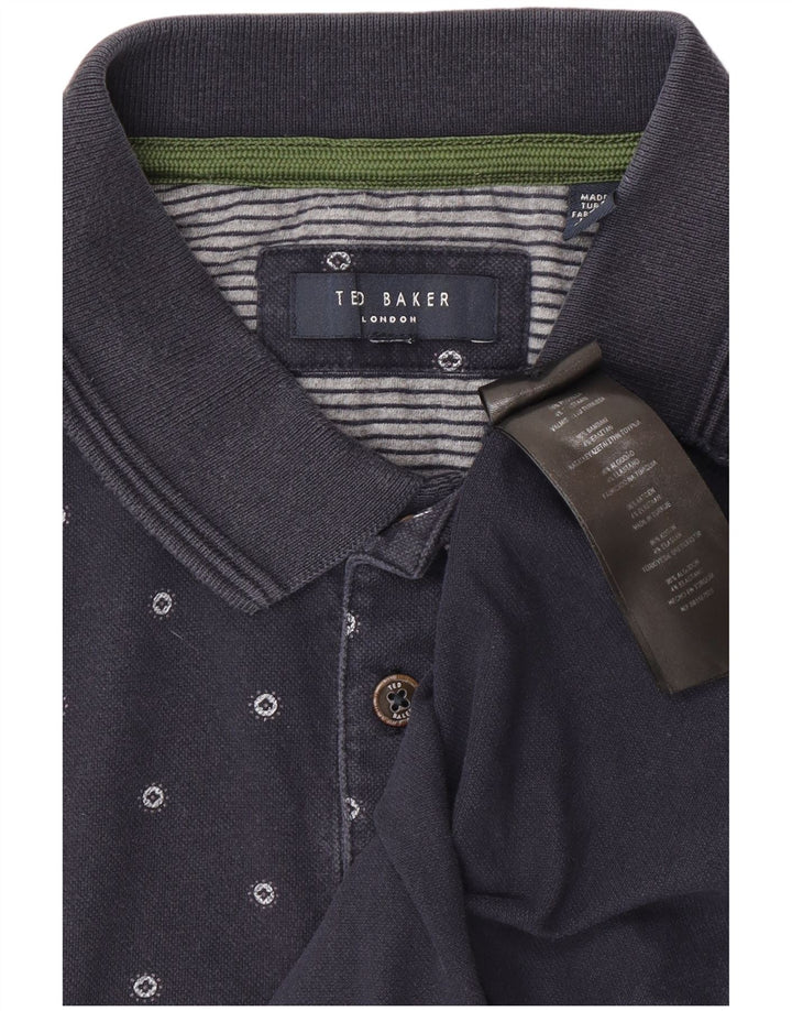 Ted Baker Herren-Poloshirt, klein, marineblau gepunktete Baumwolle