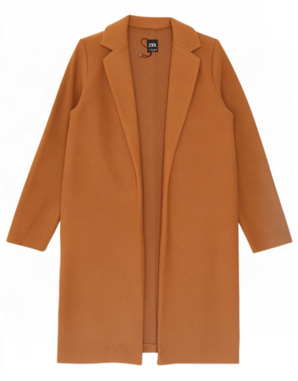 Zara Damen Mantel UK 10 Small Braun Polyester