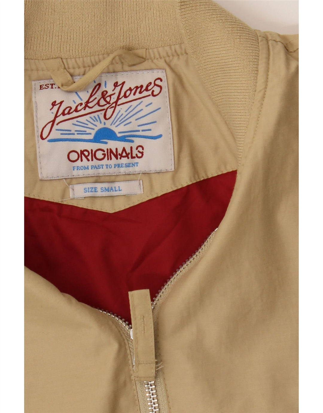 JACK & JONES Mens Bomber Jacket UK 36 Small Beige Vintage Jack & Jones and Second-Hand Jack & Jones from Messina Hembry 