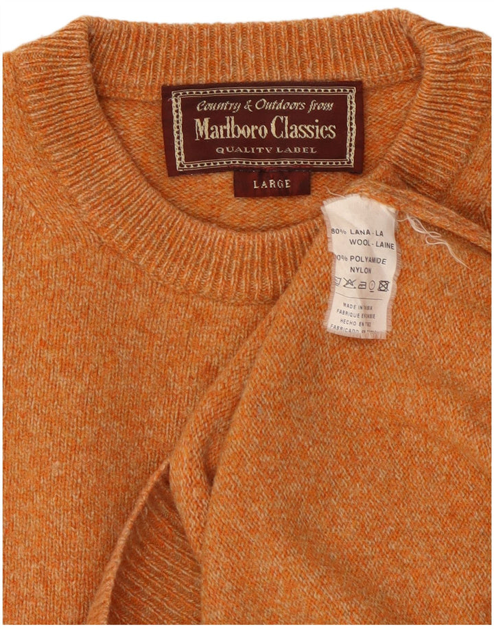MARLBORO CLASSICS Herren-Pullover mit Rundhalsausschnitt, große orangefarbene Wolle