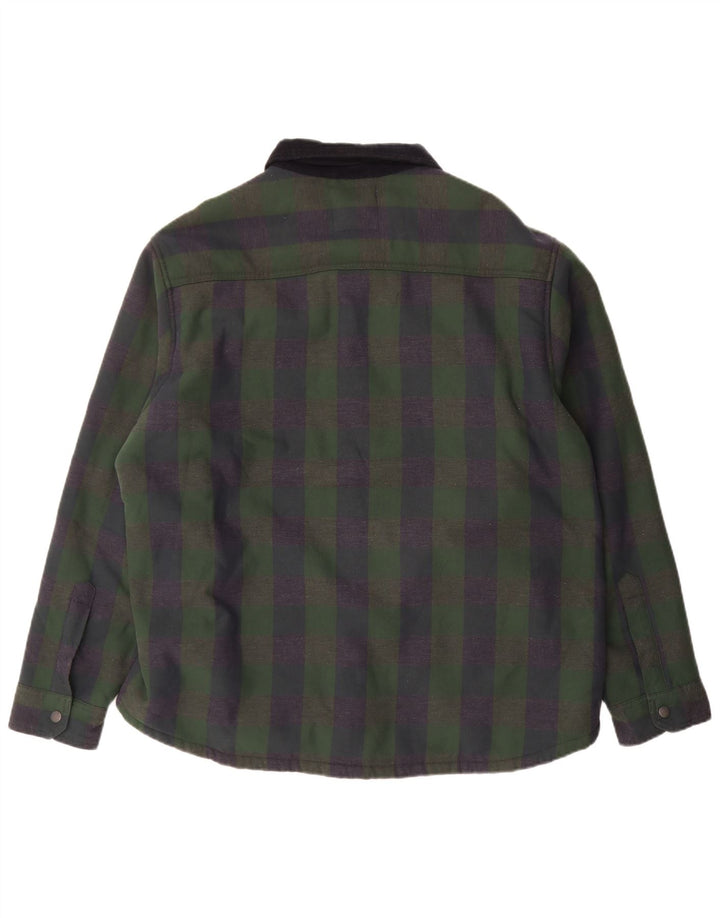 Marks & Spencer Herren Overshirt Sherpa Flanellhemd XL Grün Polyester
