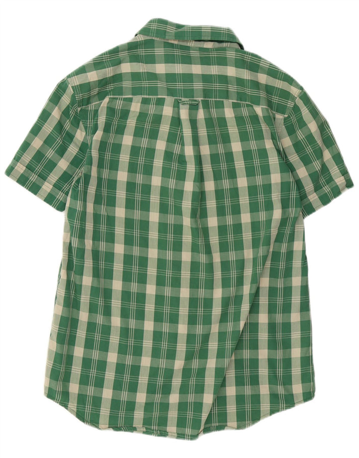 Penguin Herren Heritage Kurzarm-Slim-Fit-Hemd aus mittelgrün karierter Baumwolle