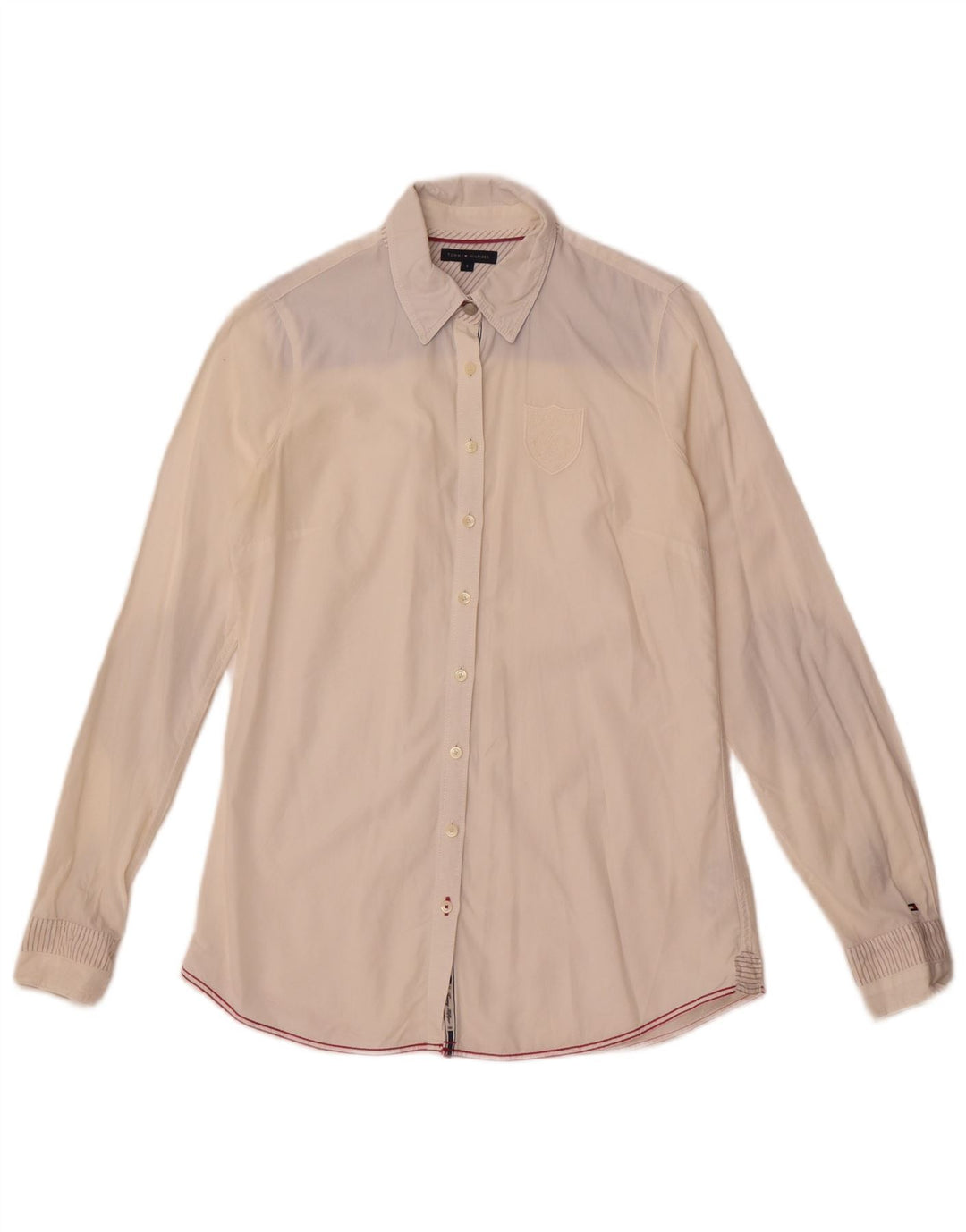 Tommy Hilfiger Damenhemd US 4 Small Weiß Colourblock Baumwolle
