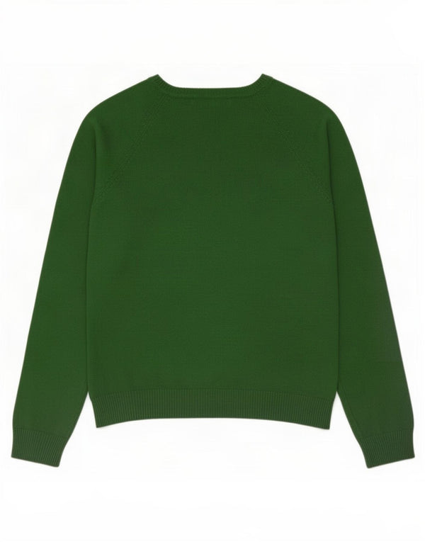 Zara Damen-Pullover mit V-Ausschnitt, Gr. 14, Größe L, grüne Baumwolle