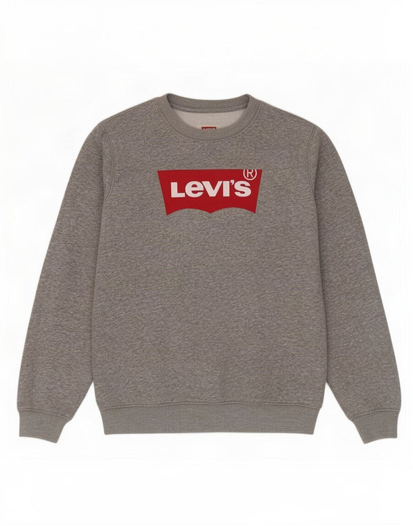 Levi's Jungen-Sweatshirt mit Grafik, 7–8 Jahre, grau gefleckte Baumwolle