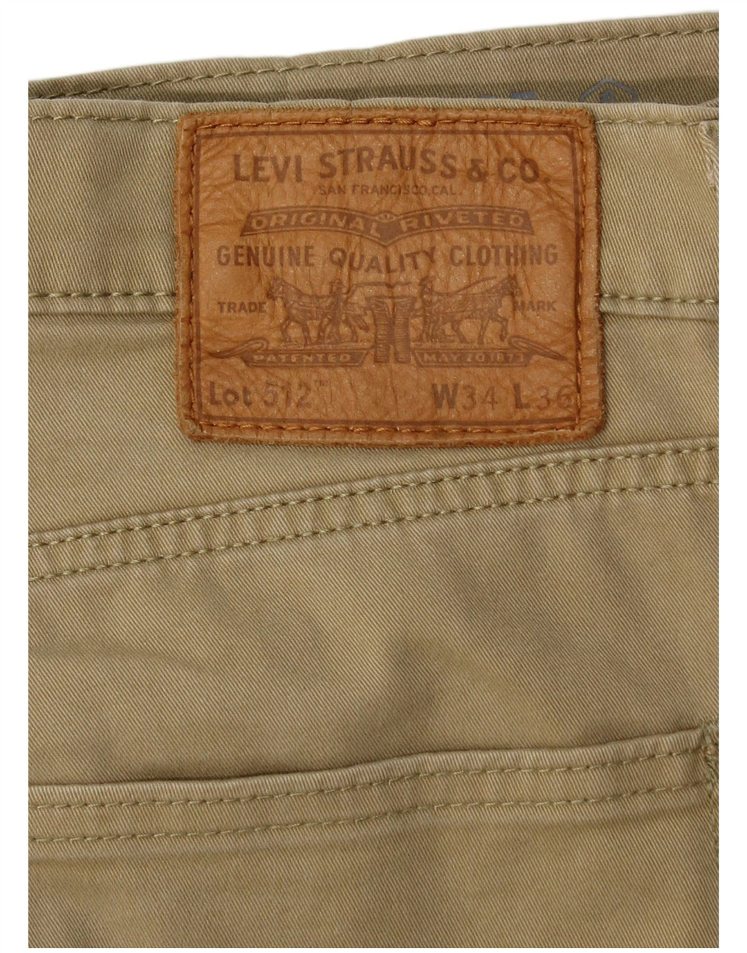 LEVI'S Herren 512 Slim Tapered Freizeithose W34 L36 Beige Baumwolle