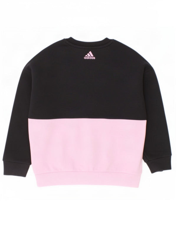 Adidas Mädchen Grafik-Sweatshirt-Pullover, 5–6 Jahre, schwarze Farbblock-Baumwolle