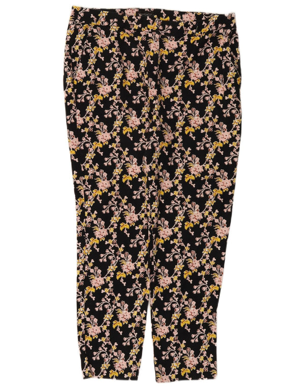 Topshop Damen-Hose, schmal geschnitten, UK 44, Größe L, W32, L25, Schwarz mit Blumenmuster