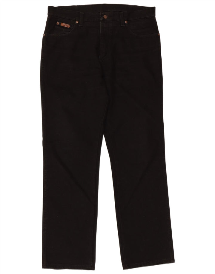 WRANGLER Herren Texas Straight Jeans W36 L32 Schwarze Baumwolle